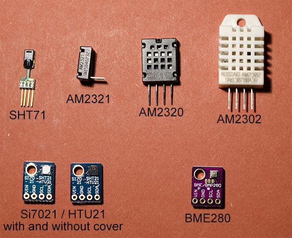 Compare Dht22, Am2302, Am2320, Am2321, Sht71, Htu21D, Si7021, Bme280